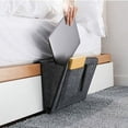 thumbnail image 2 of (Color crema) Bolsa de almacenamiento para cabecera de cama de fieltro grueso, organizador colgante para sofá cama, almohadilla de Control remoto para teléfono y revistas con 5 bolsillos, 2 of 5