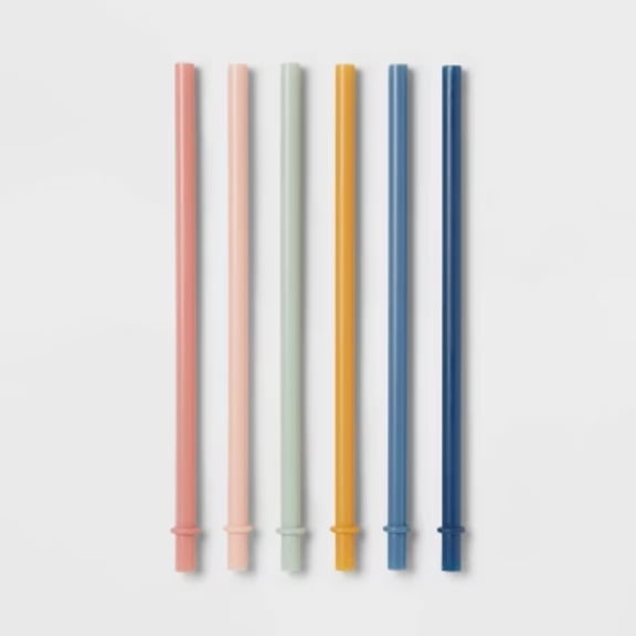 Kids' 6pc Plastic Rainbow Tumbler Straws