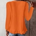 thumbnail image 2 of ZEHJUHAN Women's Solid Color Long Sleeve Asymmetrical Hem Top with Cut-Out Detail Casual Fall Spring Shirt Orange Red，XL, 2 of 4
