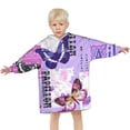 thumbnail image 3 of Purple Butterfly Flower Text Pattern Blanket Hoodies for Kids 6-13YR Oversize Wearable Blanket Hoodies for Boys Girls Teens, 3 of 7