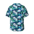 thumbnail image 4 of Balery Blue Lotus Flower Men's Casual Button Down Shirt Short Sleeve Textured Summer Cuban Beach Shirts-X-Large, 4 of 7