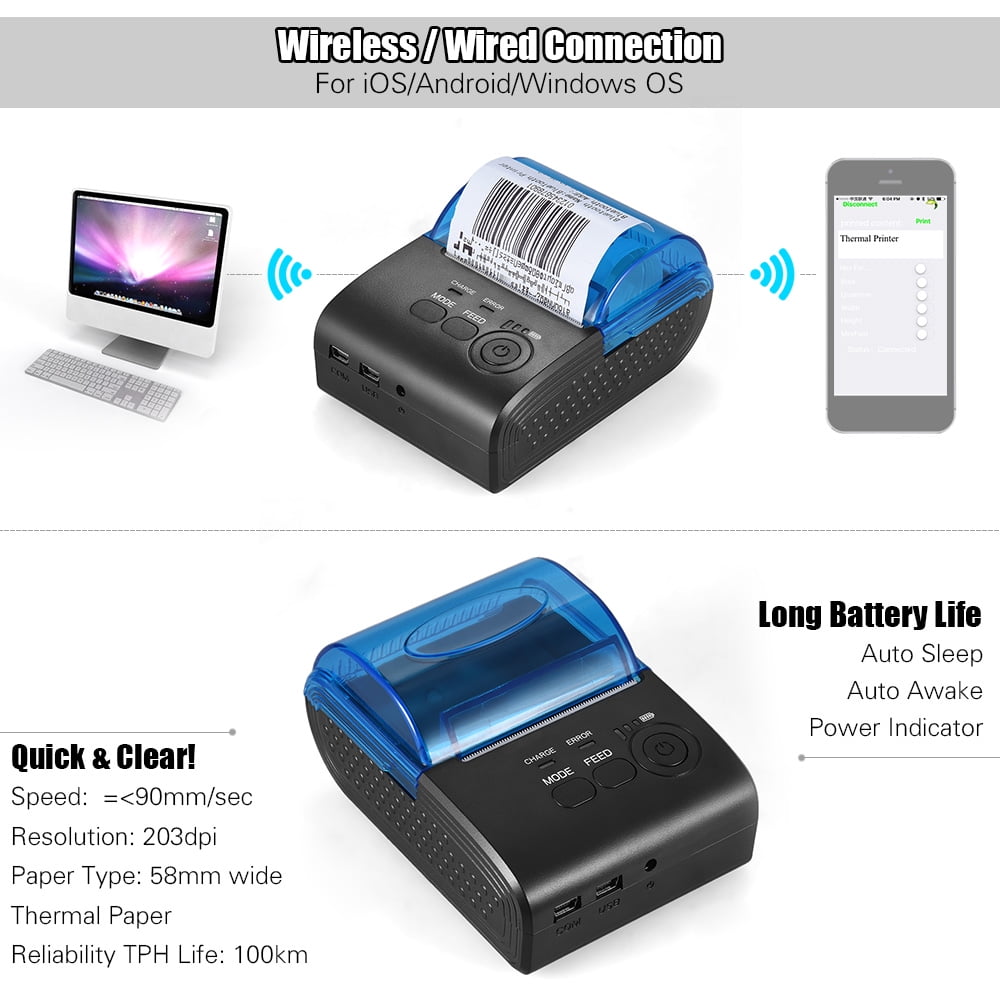 5pc Wireless USB 58mm Thermal Printer Receipt Ticket POS for iOS Android Windows 