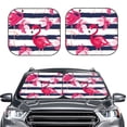 thumbnail image 2 of Daiia Dark Blue Stripes and Pink Flamingos 2PCS Car Windshield Sun Shade, Foldable Sun Shield for Car Front Window, Auto Sun Blocker Visor Protector Universal for Truck SUV Pickup-Medium, 2 of 7