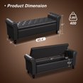thumbnail image 2 of 65 Inch Bedroom Bench, End of Bed Bench with Storage, Bed Benches for Foot of Bed, Faux Leather Window Bench with Tufted Button and Nailhead Trim, Upholstered Storage Bench with Rolled Arms, Black, 2 of 18