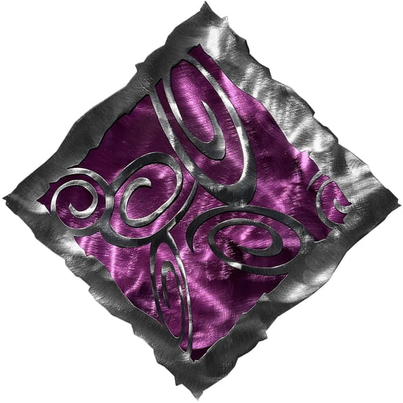 14.5" Square Modern Abstract Metal Wall Art Home Dcor with Swirl Design - Raspberry Pink