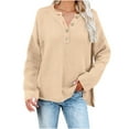 thumbnail image 2 of Karight Womens Plus Size Sweaters Casual Long Sleeve Loose V Neck Button Henley Tops Pullover Knit Jumpers, 2 of 5