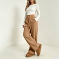 thumbnail image 6 of WULMLEO Women's Wide Leg Sweatpants with Front Seam Detail Elastic Drawstring High Waist Loose Casual Pants with Pockets Camel 2XL, 6 of 6