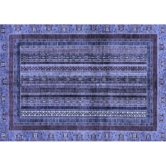 Ahgly Company Machine Washable Indoor Rectangle Abstract Blue Modern Area Rugs, 8' x 10'