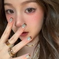 thumbnail image 2 of 【Lakeside Chestnut】Simple French Cat Eye Handmade Short Nail Art Patch False Nail Tips M Lakeside Chestnut 【Pimple Nails】, 2 of 5