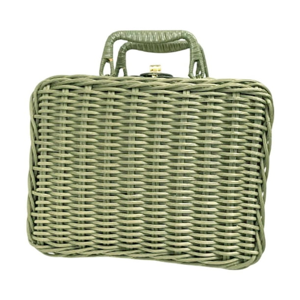 Organizador de maletas de ratán de imitación retro tejido para artículos de picnic al aire libre 35 cm