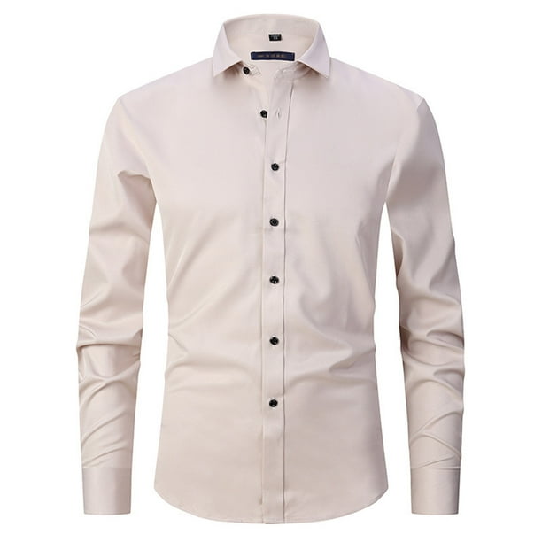 Blusa y camisa de manga larga con cuello vuelto Camisa de vestir de manga larga para hombre Camisa de vestir de manga larga de corte regular Casual con botones Blusa y camisa de manga larga lisa con c