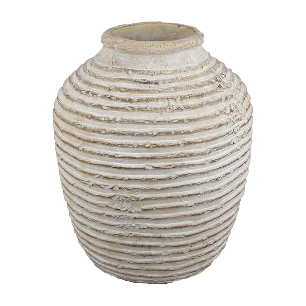 Maceta Benzara Lezlee de 33 cm, color beige, terracota