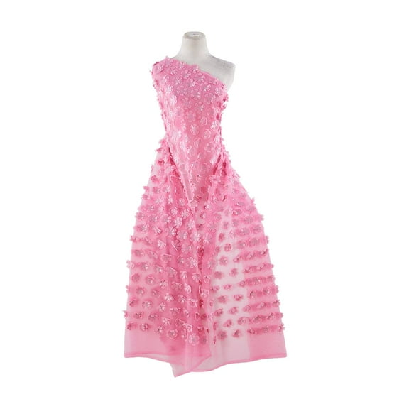 Zelouf Tulle With Laser Cut Flower , Sewing, DIY, Crafts Fabric by the Yard, Pink, 3 Yard
