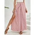 thumbnail image 4 of Floral Pants for Women Slit High Waisted Wide Leg Palazzo Pants Casual Summer Boho Beach Tulip Hem Flowy Wrap Pant, 4 of 5