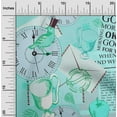 thumbnail image 2 of oneOone Polyester Lycra Aqua Blue Fabric Nostalgia Sewing Craft Projects Fabric Prints By Yard 56 Inch Wide, 2 of 5