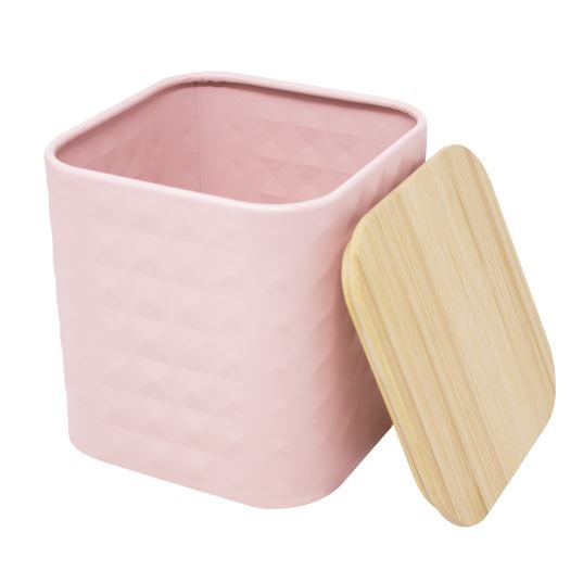 Contenedor Metalico Color Nude Con Tapa