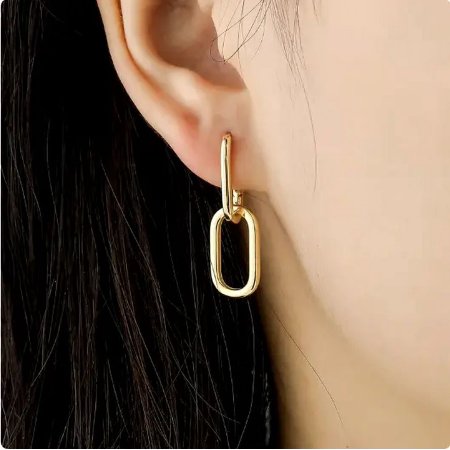 18K Gold-Plated Sterling Silver Double Row Paperclip Chain Link Dangle Earrings | Elegant Drop Earrings for Women | Premium Gold Jewelry
