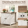 thumbnail image 4 of Lifewit Farmhouse End Table with Charging Station and USB Ports, 24" Large Tabletop Side Table with Double Barn Doors, Wood Square Nightstand for Living Room, Office, Bedroom, Rustic White, 4 of 5