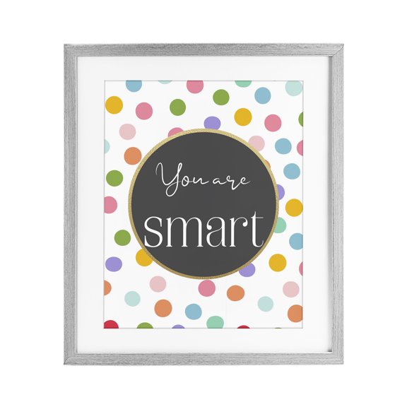 Stupell Industries You Are Smart Polka Dots Gray Framed Print Under Glass, design by Christine Simpson Art