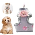 thumbnail image 4 of Breathable Puppy Harness Set with Flower Pattern Traction Rope Small Dog Vest Harnesses - Ideal for Pet Walking, 4 of 8