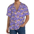 thumbnail image 3 of Xecao offers the Pugs and Flowers for Men's Casual Short-sleeved Shirt, a button-up collared shirt with a pocket, perfect for beach vacations and yacht travel in the Medium size., 3 of 7
