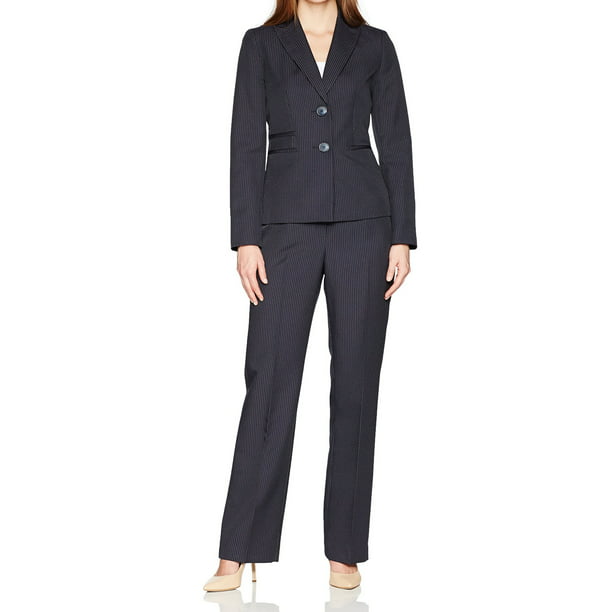 Le Suit NEW Navy Blue Womens Size 16 Pinstriped Two-Button Pant Suit ...