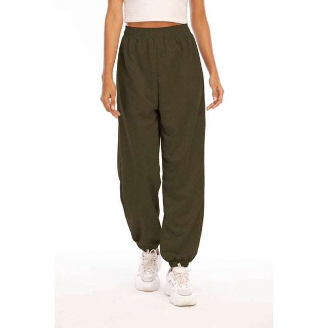 Pantalones deportivos con cintura elástica para mujer, pantalón largo deportivo, Color sólido S