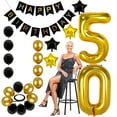 thumbnail image 4 of 50th Birthday Decorations Kit, Large Number 50 Balloons, Black and Gold Happy Birthday Banner with Latex and Star Balloons, 50 Birthday Balloons Set Party Supplies, 24 Pack, 4 of 7
