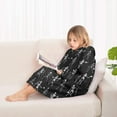 thumbnail image 4 of Black Halloween Dancing Skeleton Pattern Blanket Hoodies for Kids 6-13YR Oversize Wearable Blanket Hoodies for Boys Girls Teens, 4 of 7