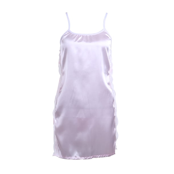VISgogo, lencería Sexy para mujer, sin mangas, Color puro, vestido de encaje con tirantes, ropa de dormir dividida, picardías, camisón VISgogo moda