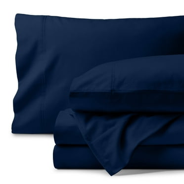 Bare Home Organic Flannel Sheet Set - 100% Organic Cotton - Deep Pocket - 4-Pieces - Full, Dark Blue