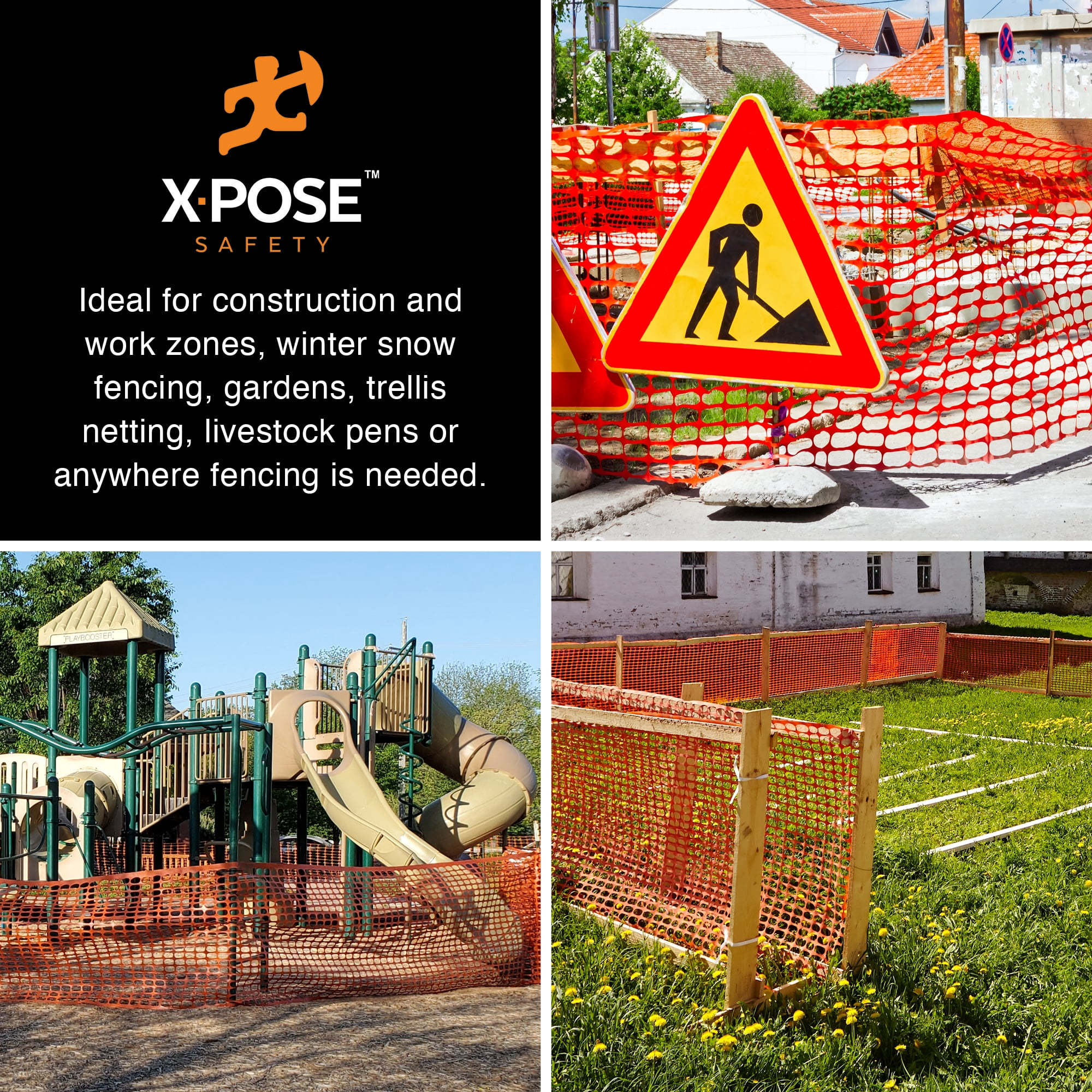 Xpose Safety Orange Safety Privacy Fence - 4' x 100' - Garden Netting, Fencing Screen for Yard, Outdoor Snow, Dog and Pet Fence, Chicken Enclosure - Barrier Protection for Deer, Rabbit, Small Animal