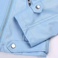thumbnail image 7 of Scyoekwg Womens Leather Jacket Solid Color Moto Biker Coat Fall Coats Zipper Lapel Short Leather Coats Vintage Long Sleeve Trendy Casual Coats(Blue,L), 7 of 7