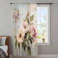 thumbnail image 4 of Vintage Pink Floral Sheer Curtains 72 Inches Long, Spring Botanical Oil Painting Light Filering Curtains, Breathable Simi Curtain Privacy Drapes for Living Room Bedroom Lightweight Window Treatment, 4 of 9