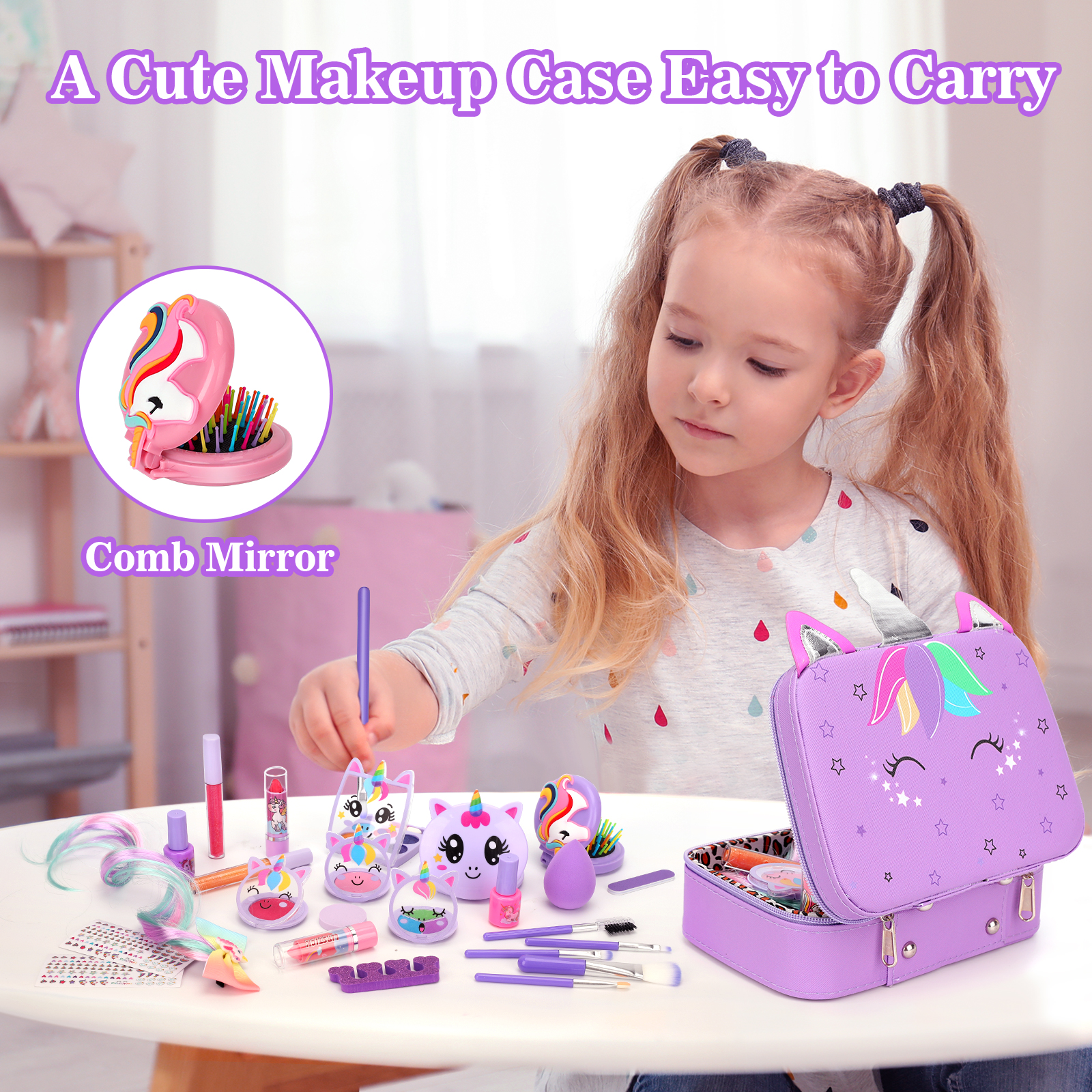 Sendida Kids Washable Makeup Set with Unicorn Case photo 6