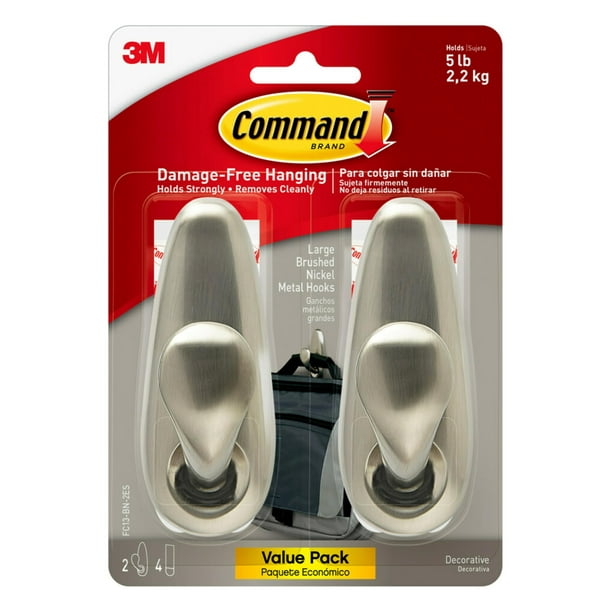 Ganchos de pared Command Forever Classic, grandes, de metal, 2 ganchos