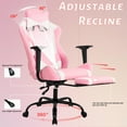 thumbnail image 5 of CL.HPAHKL Recliner Game Chair, PU Leather Racing Gaming Desk Chair Height Adjustable Swivel Desk Chair with Footrest Comfortable Computer Chair with Headrest Lumbar Support, Pink, 5 of 8