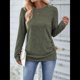 thumbnail image 5 of Camisa de Larga con Puños Abotonados para Mujer, Suéter Informal de Otoño, Moda Color Oliva L, 5 of 10