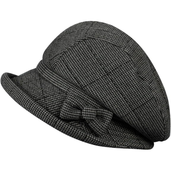 CoCoMangos Vintage Bownot Bowler Hats for Women Autumn Fashion Tweed Top Hats Slouchy Short Brim Felt Derby Hat(Several Colors)