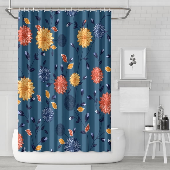 Waterproof Beautiful Colorful Floral Shower Curtain 72x72 Inch Boho Style Polyester Unique Shower Curtain for Bathroom Hotel Home Decor with 12 Plastic Hooks