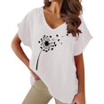 thumbnail image 1 of Gibobby Playera de Verano para Mujer Estampado floral cuello en V algodón casual murciélago manga corta camiseta mujer(Blanco,G), 1 of 4