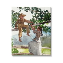 Stupell Industries Children Playing Climbing Tree Traditional Clothing Painting Gallery Wrapped Canvas Print Wall Art, Design by Lettered and Lined