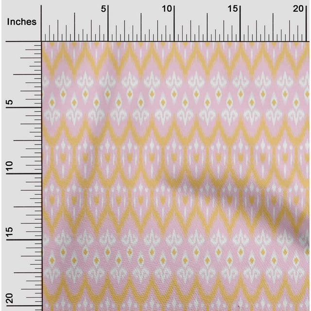 oneOone Polyester Lycra Fabric Damask & Chevron Ikat Print Fabric By Yard 56 Inch Wide