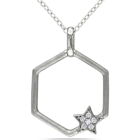 Miabella Diamond Accent Sterling Silver Hexagon Star Pendant, 18
