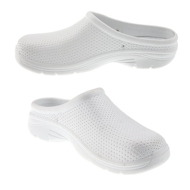 Zapatos de trabajo antideslizantes para mujer Zapatos de seguridad Zapatos de cocina bncos Zapatos de boratorio Macarena Zueco de trabajo antideslizante