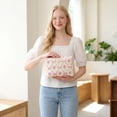 thumbnail image 5 of Makeup Pouch, Pink Quilted Floral Print, 1 Piece Portable Clutch Bag, Travel Cosmetic Storage Organizer for Women Daily Toiletries and Beauty Accessories, 5 of 5
