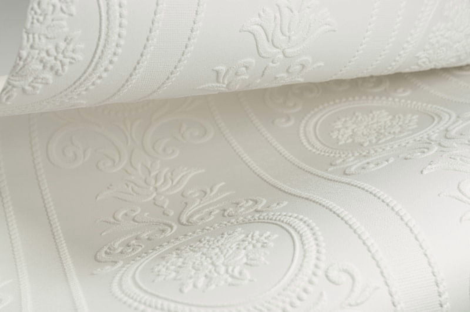 Cameo Stripe White Paintable Wallpaper