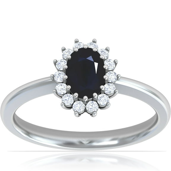 GemsNY September Birthstone - Classic Princess Diana Replica Oval Sapphire Halo Ring (0.79cttw)