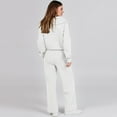 thumbnail image 4 of Womens Sweat Suits 2 Piece Set Casual Lapel Half Zip Sweatshirts and Wide Leg Pants Tracksuit Sets Fall Outfits White S, 4 of 6