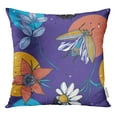 thumbnail image 1 of RYLABLUE Motif Fleurs et Insectes sur Violet Floraison Botanique Jeter Taie d'Oreiller Housse de Coussin, 1 of 1